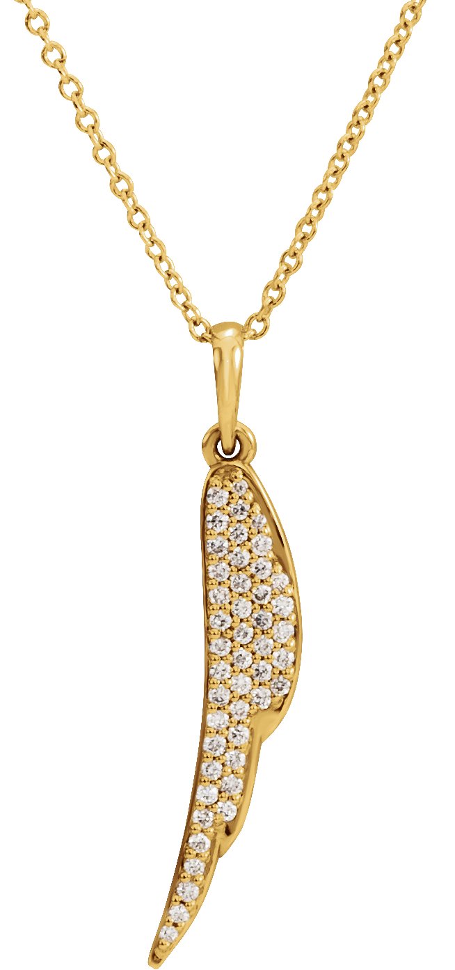 14K Yellow 1/5 CTW Natural Diamond Feather 16-18" Necklace