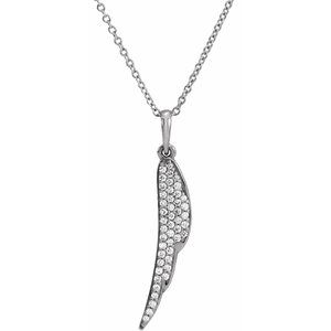 14K White 1/5 CTW Natural Diamond Feather 16-18" Necklace