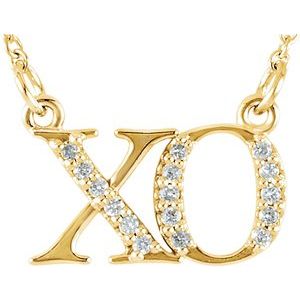 14K Yellow .07 CTW Natural Diamond "XO" Phrase 16 1/2" Necklace