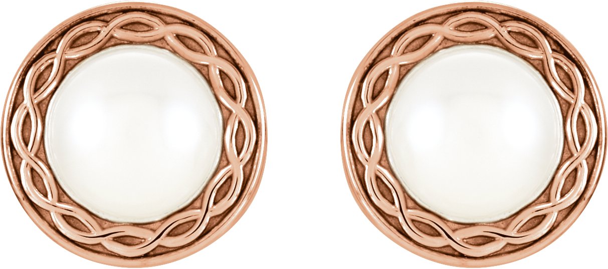 Alternative view of 5.5-6Mm Freshwater Cultured Pearl Earrings With Backs – 14K Rose Gold