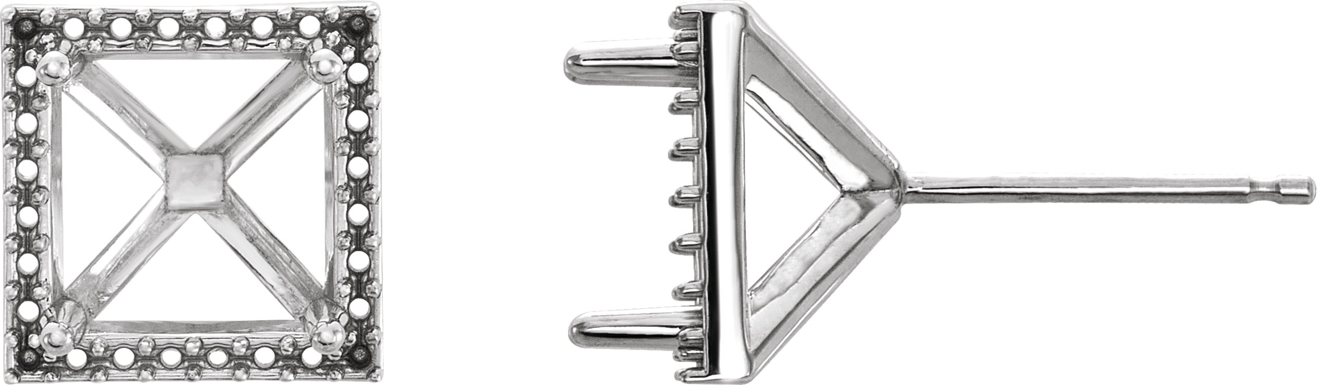 Square 4-Prong Halo-Style Earrings