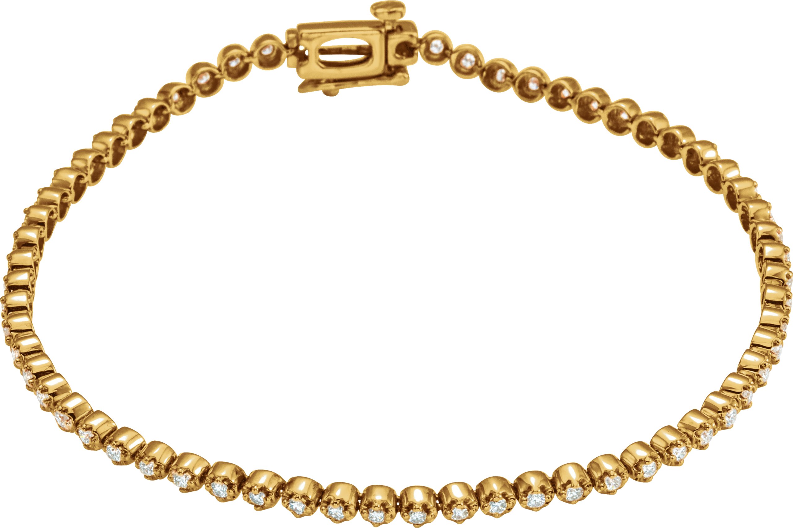 14K Yellow 1 CTW Natural Diamond Line 7" Bracelet 