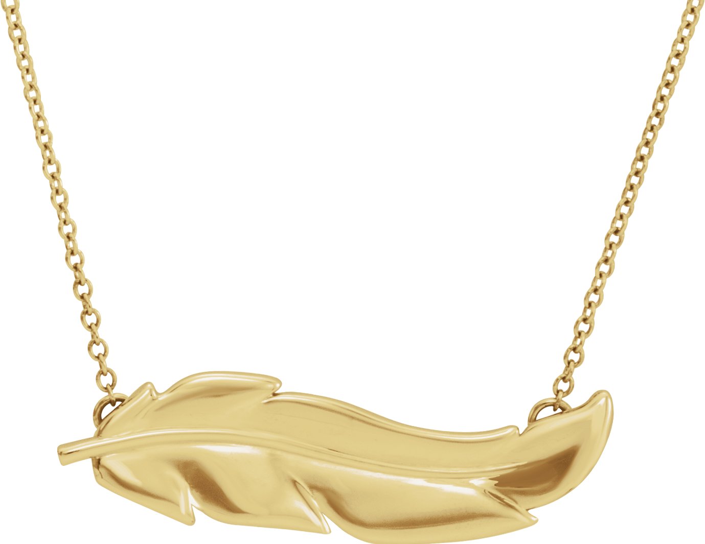 14K Yellow Feather 16-18" Necklace