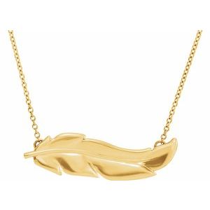 14K Yellow Feather 16-18" Necklace