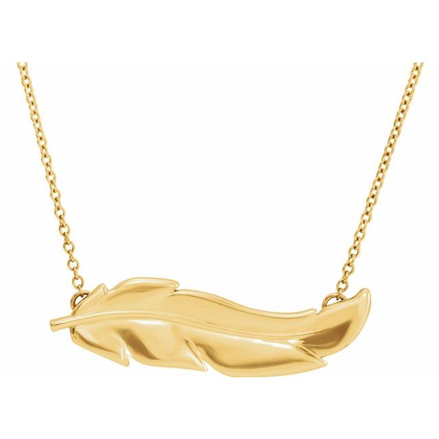 14K Yellow Feather 16-18 Necklace