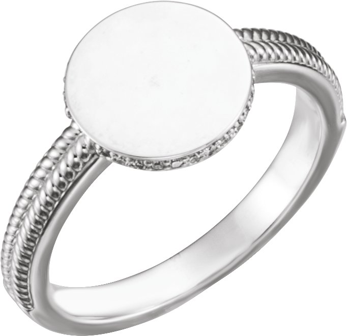 Sterling Silver .06 CTW Natural Diamond Signet Ring