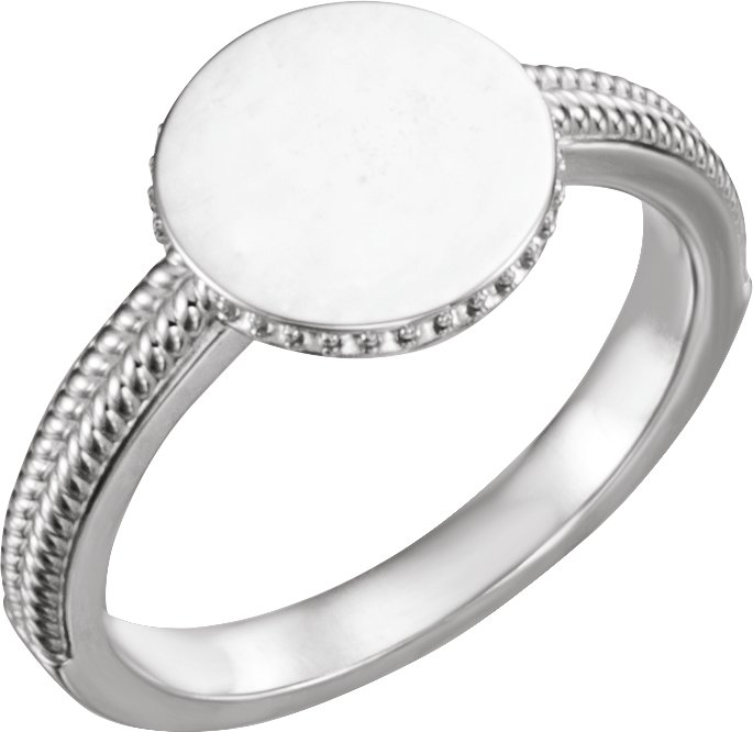 18K Palladium White .08 mm Round 10 mm Round Signet Ring Mounting