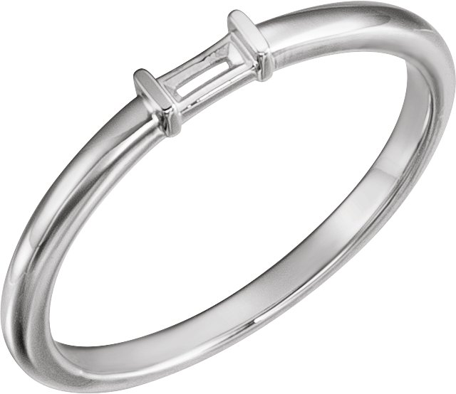 Continuum Sterling Silver 4x2 mm Straight Baguette Stackable Ring Mounting