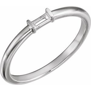 Continuum Sterling Silver 4x2 mm Straight Baguette Stackable Ring Mounting