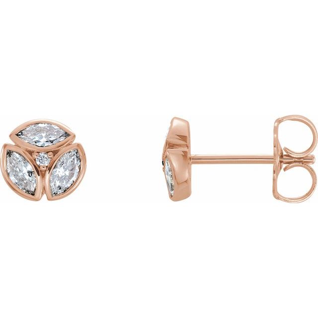 14K Rose 1/2 CTW Diamond Earrings
