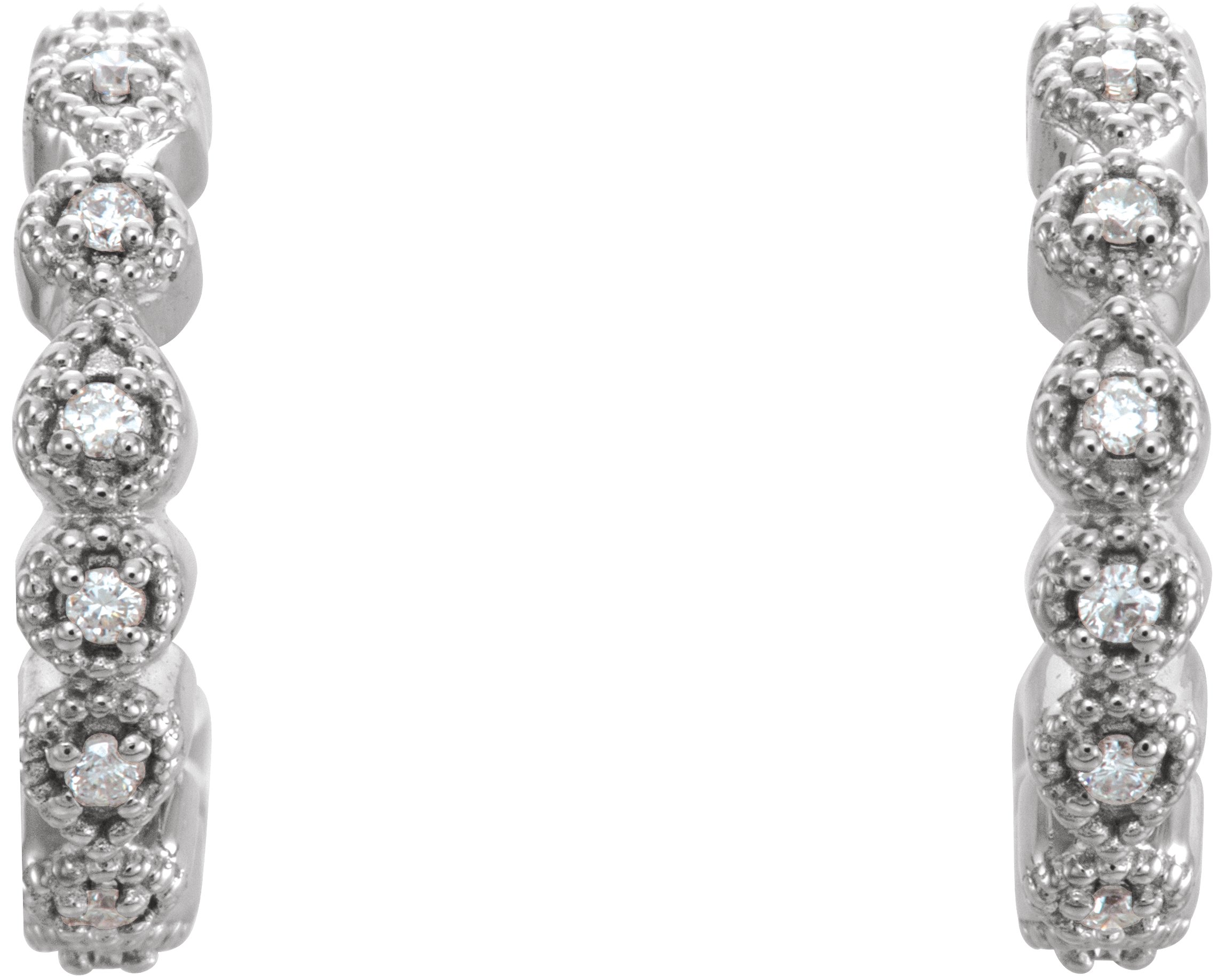 14K White 1/10 CTW Diamond 11.2 mm Huggie Earrings