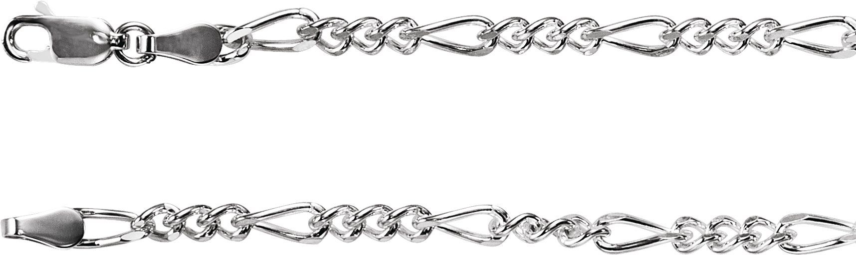 3.5mm Sterling Silver Figaro Chain with Lobster Clasp 20 inch Ref 521520