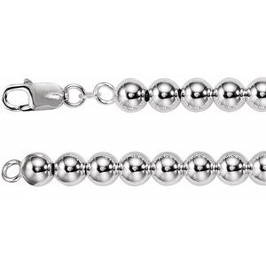 Sterling Silver 8 mm Bead 7" Chain 
