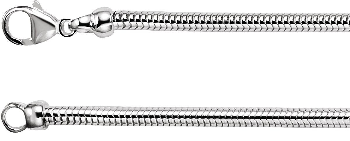 Sterling Silver 3.25 mm Round Snake 20" Chain