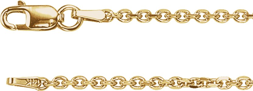 14K Yellow 1.75 mm Diamond-Cut Cable 20 Chain