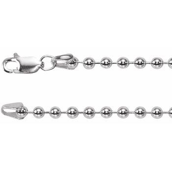 3mm Sterling Silver Bead Chain with Lobster Clasp 20 inch Ref 624902