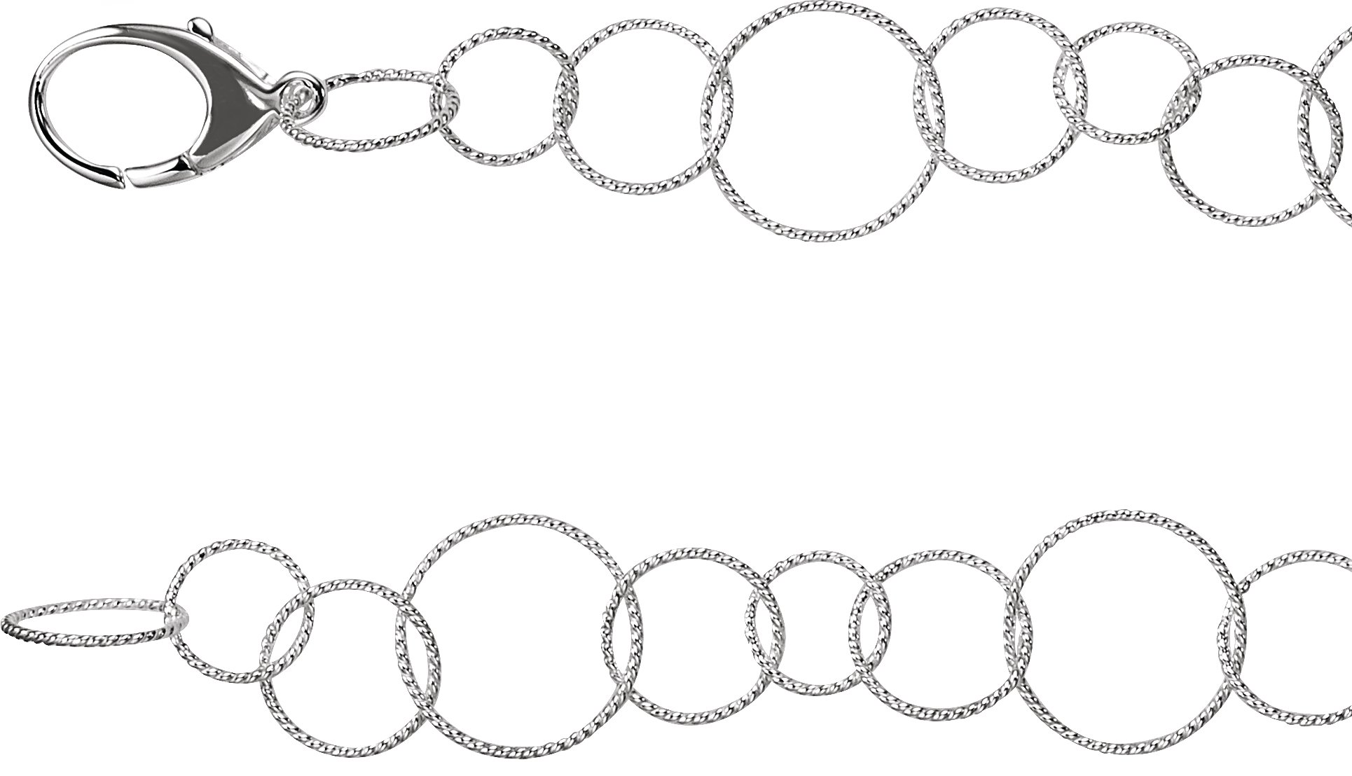Sterling Silver 18 mm Twisted Link Chain 7 1/2" Bracelet