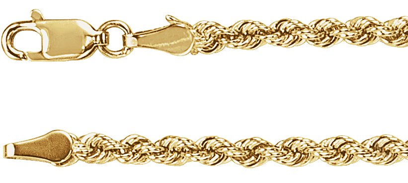 14K Yellow 3 mm Rope 20" Chain