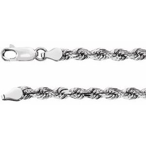 14K White 3.9 mm Diamond-Cut Rope 18" Chain