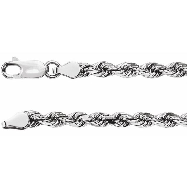 14K White 3.9 mm Diamond-Cut Rope 7 Chain 