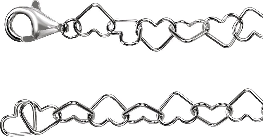 6mm Sterling Silver Heart Link Chain with Lobster Clasp 20 inch Ref 884033