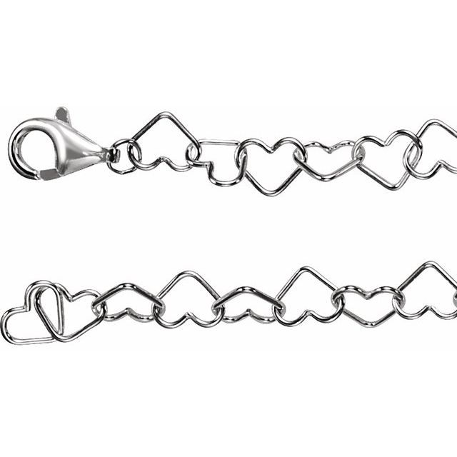 Sterling Silver 6 mm Heart Link 7.25" Chain
