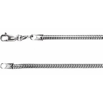 2.5mm Sterling Silver Round Snake Chain with Lobster Clasp 20 inch Ref 205420