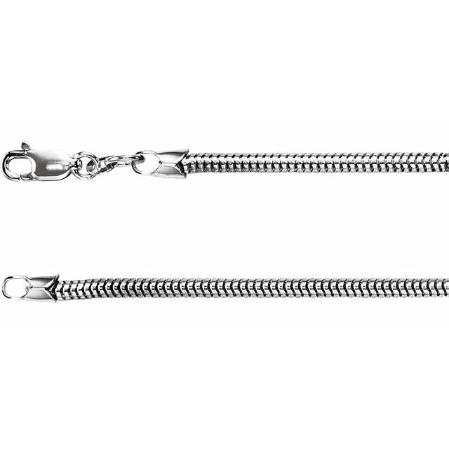 Sterling Silver 2.5 mm Round Snake 18