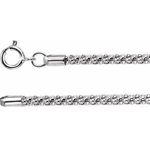 14k 14kt Solid White Gold 1.6mm Popcorn Chain 16" 18" 20" 24" Lobster Clasp