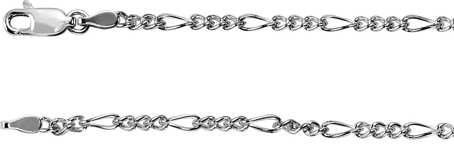 Sterling Silver 2.5 mm Figaro 7 Chain