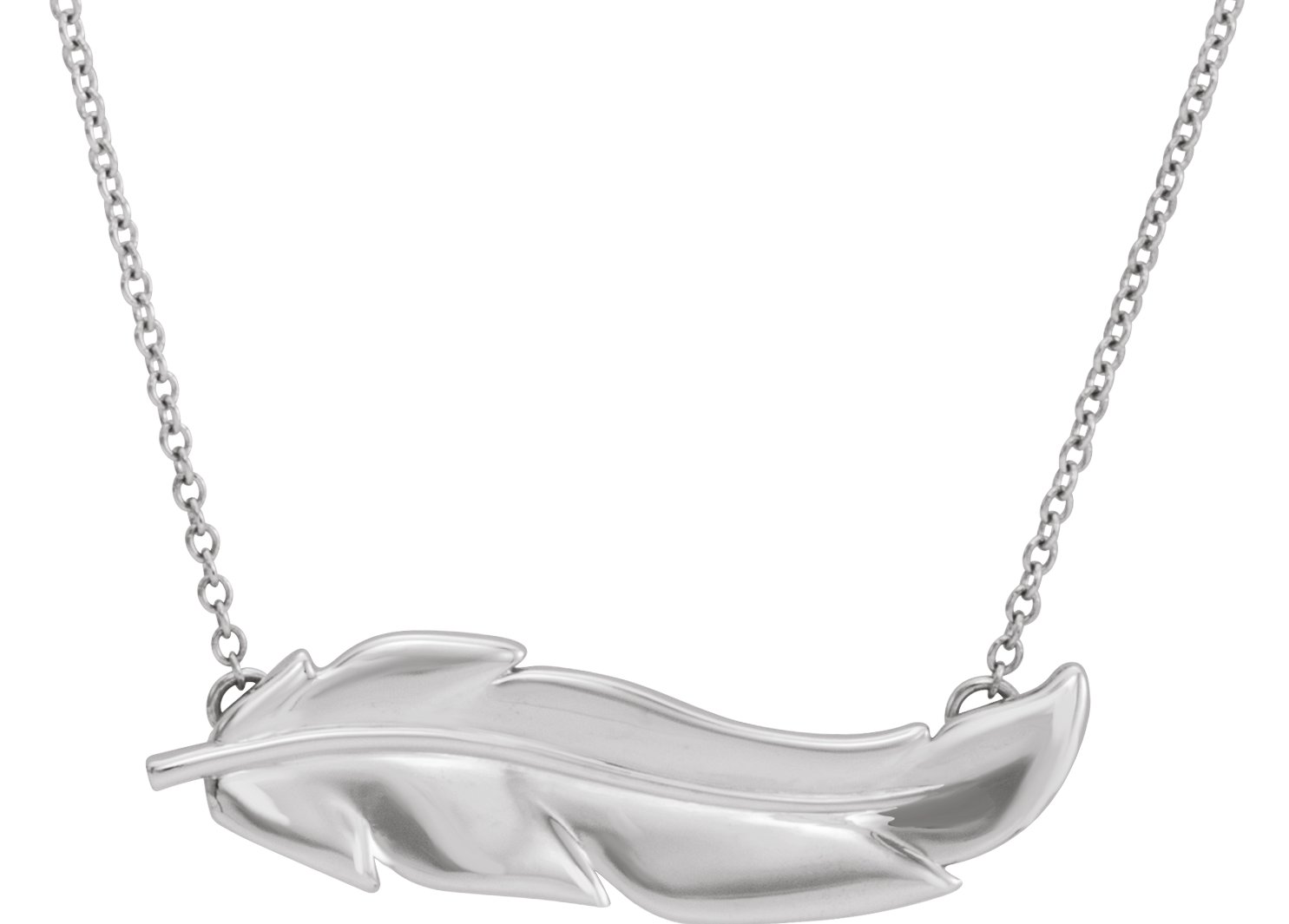 Sterling Silver Feather 16 18 inch Necklace Ref. 12396197