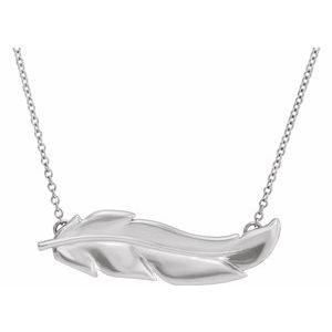 14K White Feather 16-18" Necklace