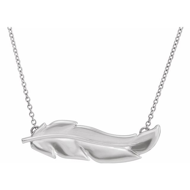 Sterling Silver Feather 16-18 Necklace