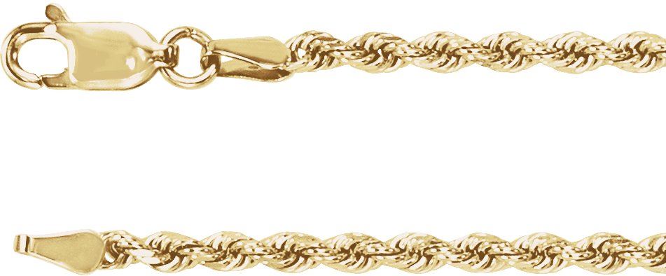 14K Yellow 2.4 mm Diamond-Cut Rope 20" Chain