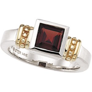 Sterling Silver and 14K Yellow Garnet Mozambique Ring Ref 72480