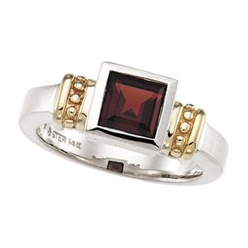Sterling Silver and 14K Yellow Garnet Mozambique Ring Ref 72480