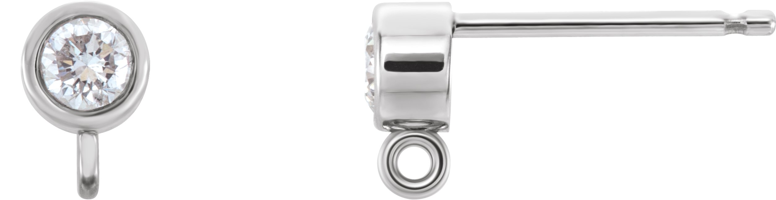 18K White 1/8 CTW Diamond Micro Bezel Earring Top 