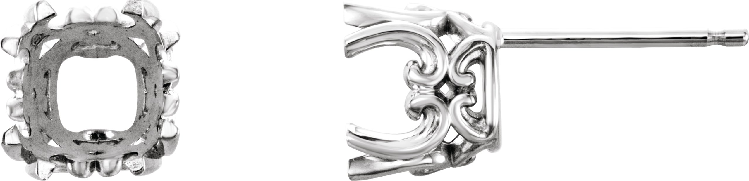 Cushion Double 4-Prong Scroll Earrings