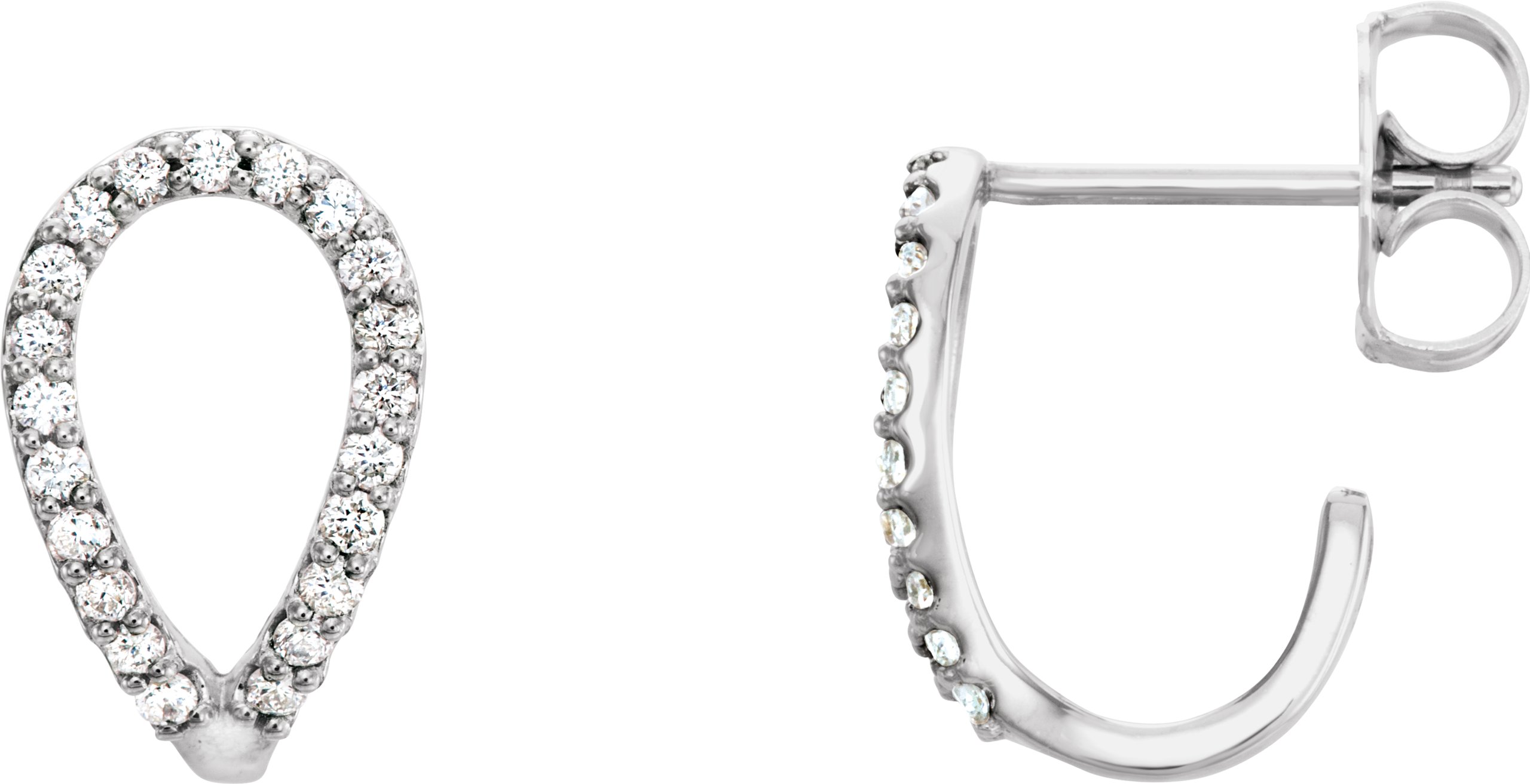 14K White 1/5 CTW Diamond Geometric J-Hoop Earrings