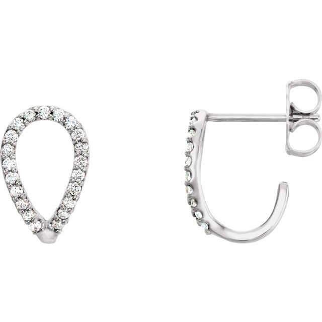 14K White 1/5 CTW Natural Diamond Geometric J-Hoop Earrings