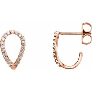 14K Rose 1/5 CTW Diamond Geometric J-Hoop Earrings