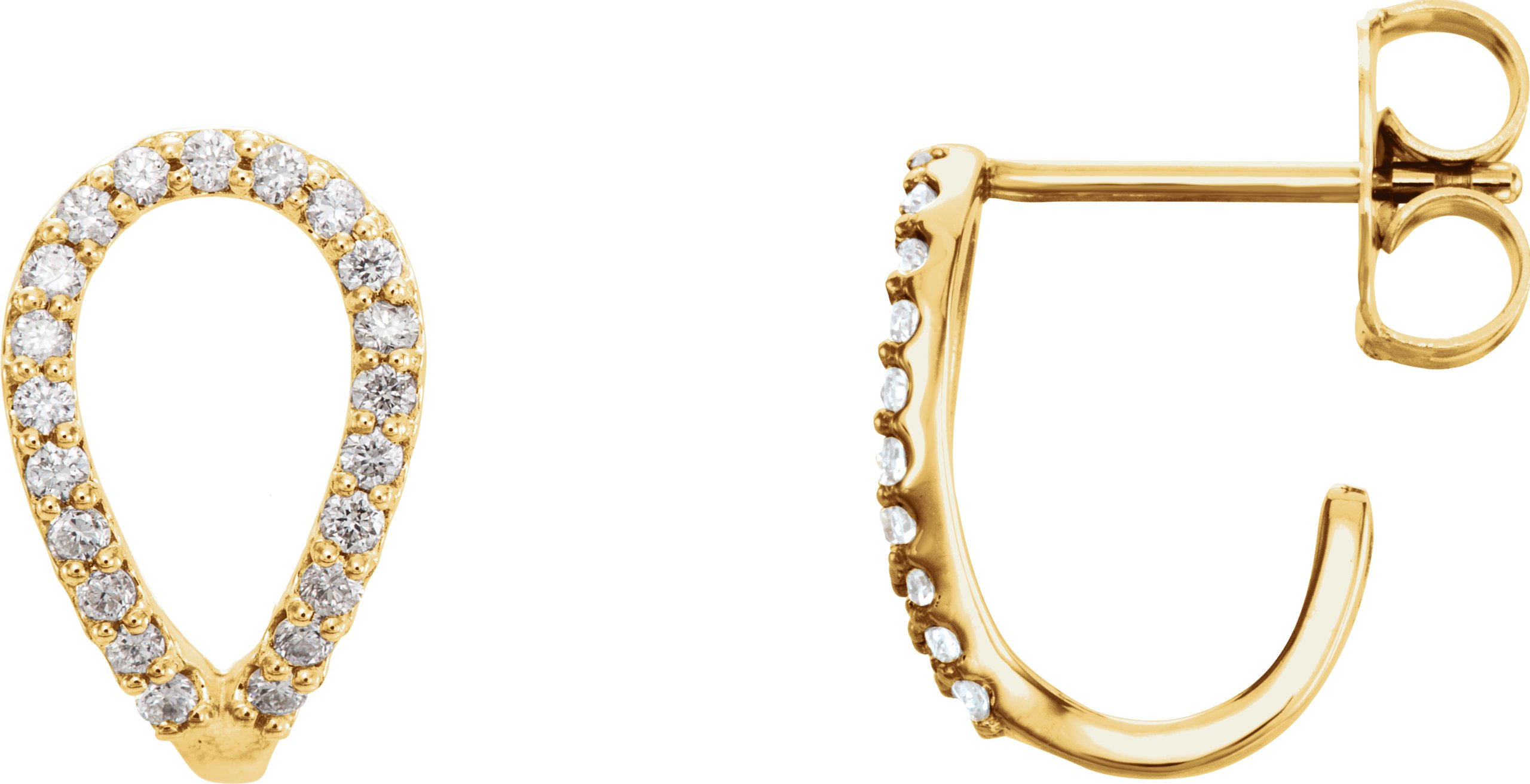 14K Yellow 1/6 CTW Diamond Geometric J-Hoop Earrings