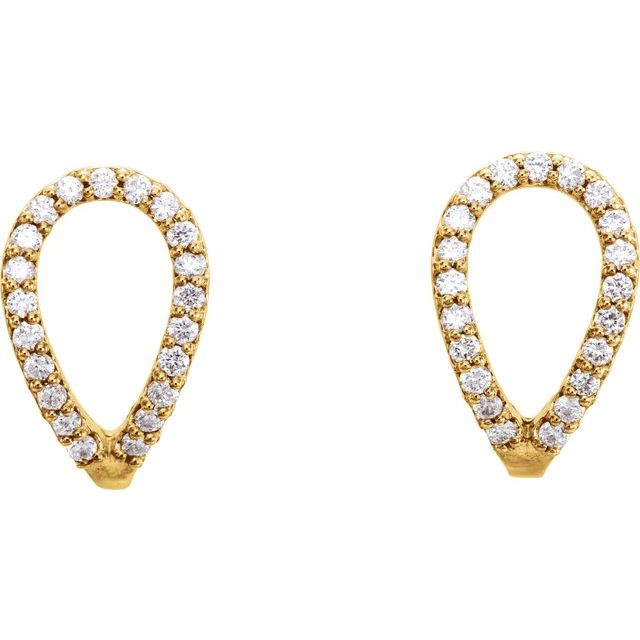 14K Yellow 1/5 CTW Natural Diamond Geometric J-Hoop Earrings