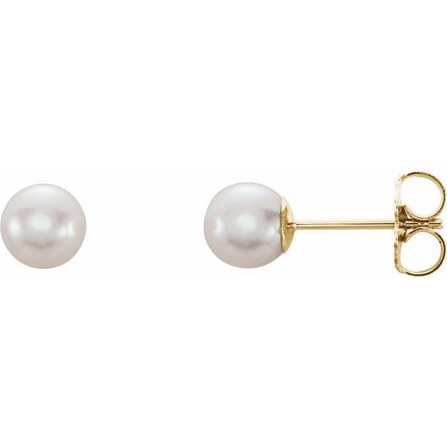 14K Yellow 5-5.5 mm Cultured White Freshwater Pearl Earrings