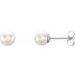 Sterling Silver 6-6.5 mm Cultured White Freshwater Pearl Earrings