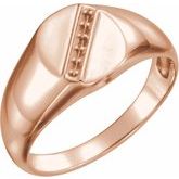 18K Rose 11x10 mm Oval Signet Ring Mounting