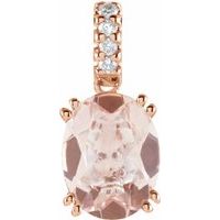 14K Rose Natural Pink Morganite & .04 CTW Natural Diamond Pendant