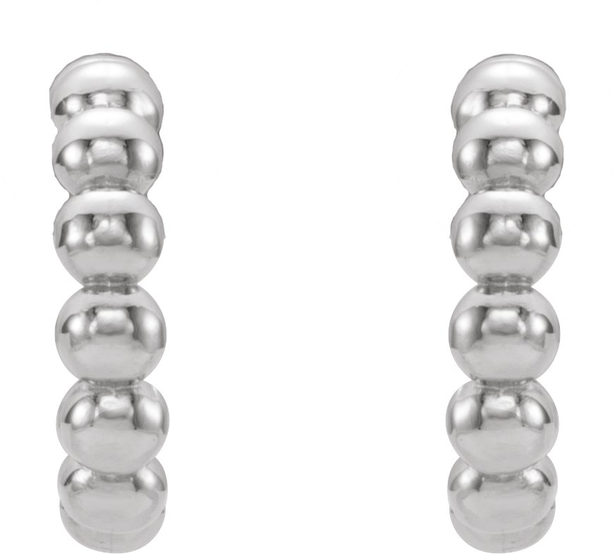 Sterling Silver Beaded 12 mm Hoop Earrings