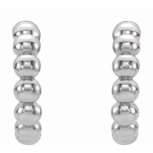 Sterling Silver 12 mm Beaded Huggie Earrings
