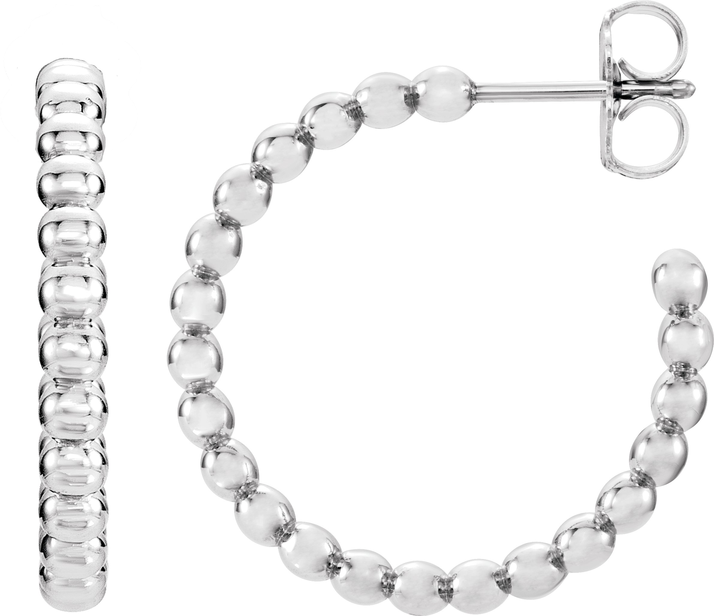 Sterling Silver 21 mm Beaded Hoop Earrings